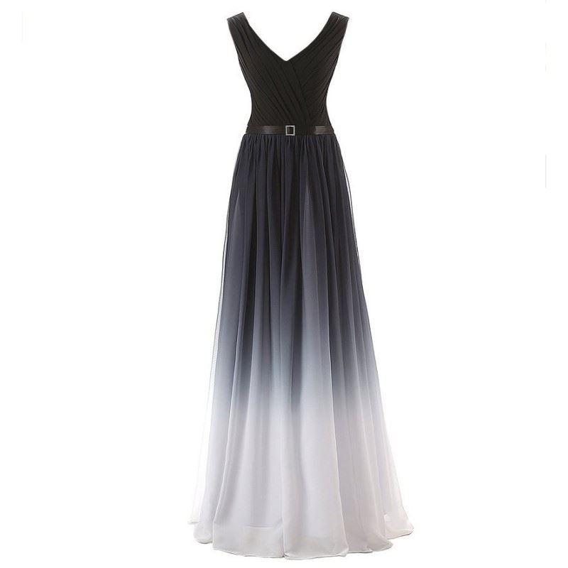 sd-hk Women's Gradient Color Chiffon Formal Evening Dress Long Prom Gown