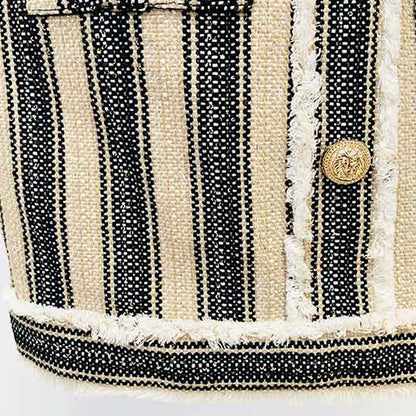 Women's Elegant Striped Dress Short Pencil Dress with Sleeves