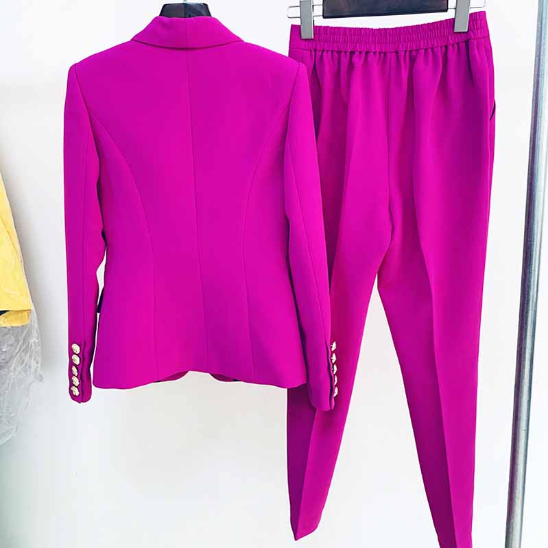 Women's Magenta Pantsuit Blazer+Long Pants Wedding Pantsuit for women