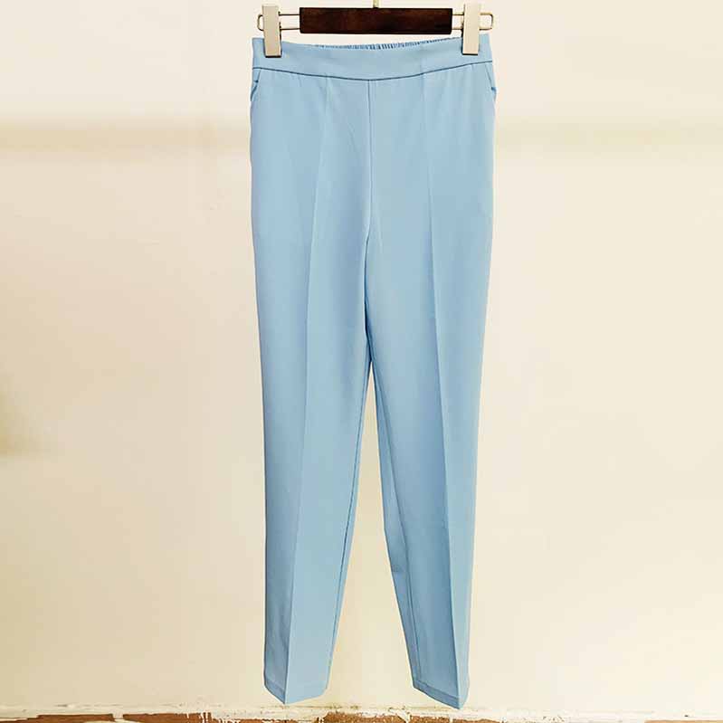 Elastic Waisted Skinny Formal Pants with Pocket Colour Pencil Pants