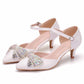 Pointed Toe Mary Jane Shoes Wedding Party Pump with Bow 2.17”