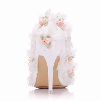 Women's Bridal Stiletto Heel Stick Flowers Bridal Shoes Wedding Heels