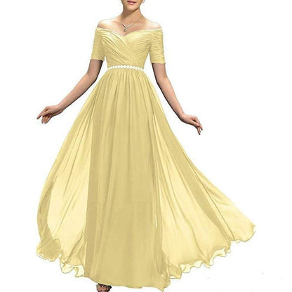 Womens Chiffon Bridesmaid Dress Aline Wedding Guest Gown