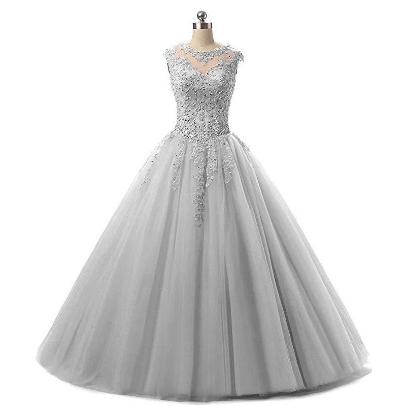 sd-hk Women Prom Gowns Sleeveless Lace Wedding Dress