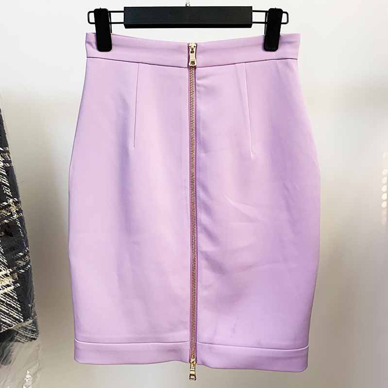 Hight Waisted Violet Formal Skirt Gold-tone Mini Skirt for Ladies