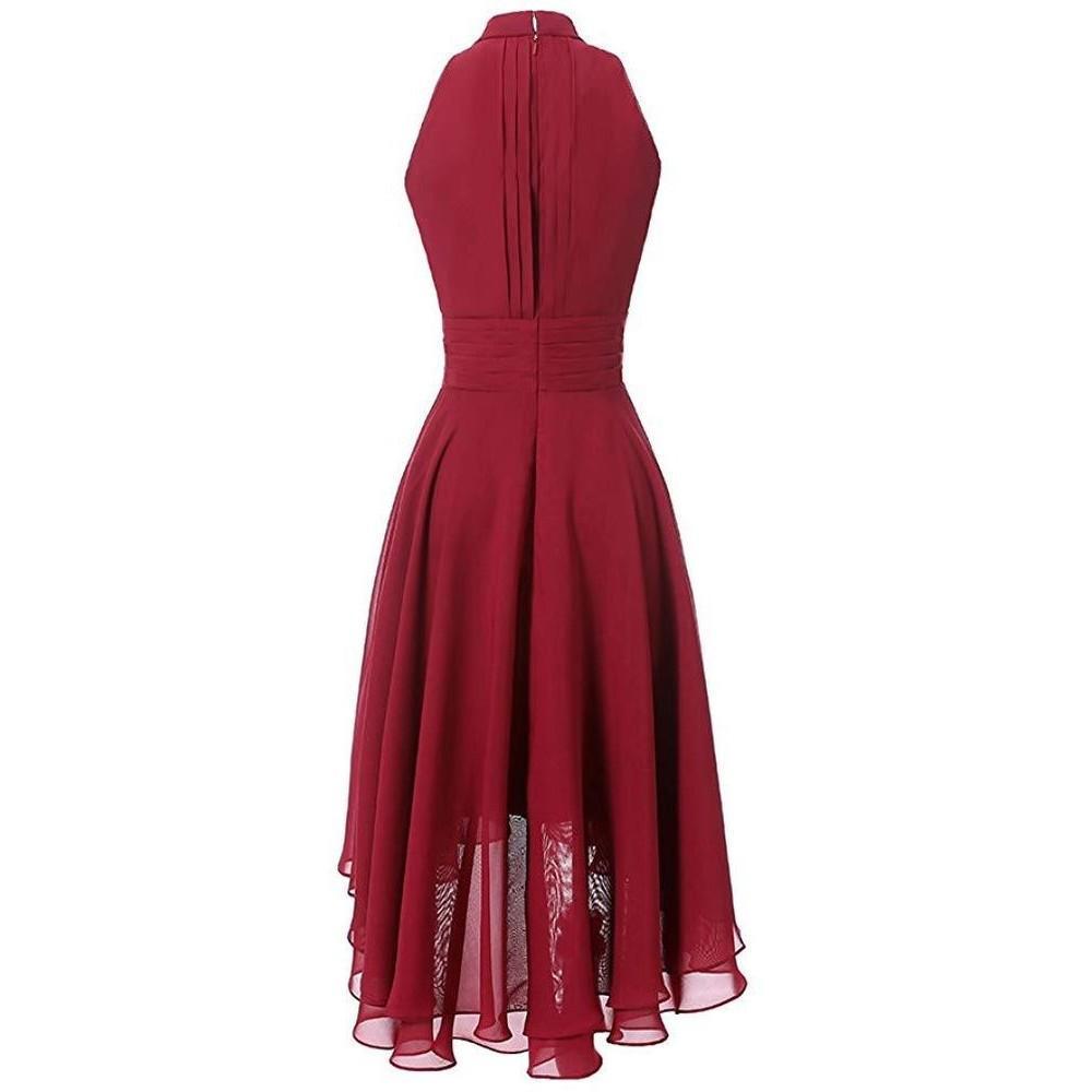 Women High Low Chiffon Halter Short Bridesmaid Dress | Black Wedding Dress | Burgundy Bridesmaid Dress SD Dresscode & Fashiontrends Women High Low Chiffon Halter Short Bridesmaid Dress | Black Wedding Dress | Burgundy Bridesmaid Dress SD Dresscode & Fashiontrends