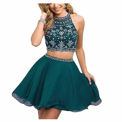 Women's 2 Piece Prom Dresses Short Homecoming Party Cocktail Gown Tulle Gala Dress