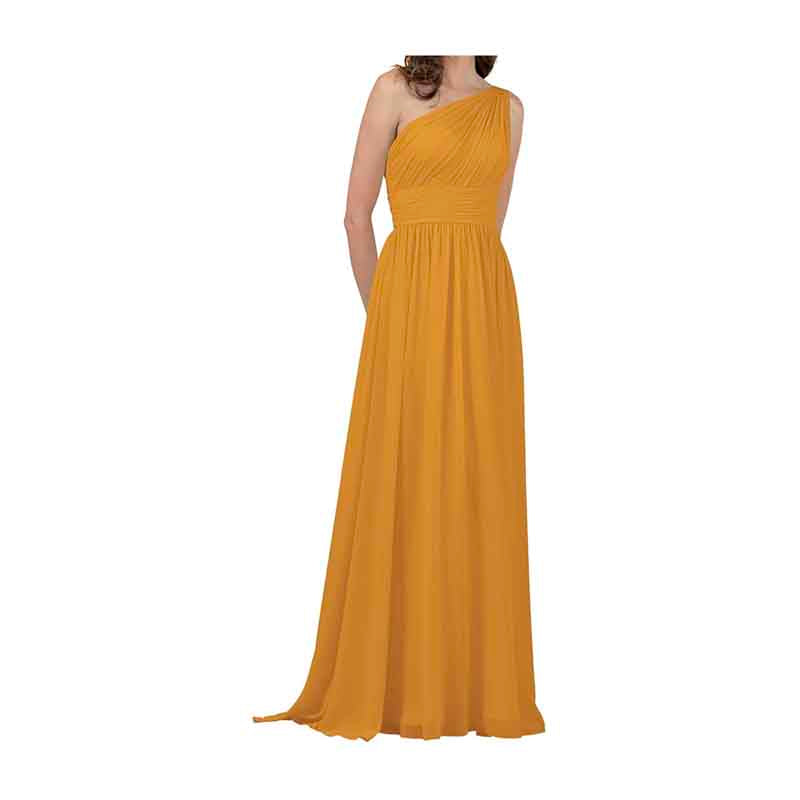 Women One Shoulder Bridesmaid Dresses Chiffon Long Maxi Formal Party Dress