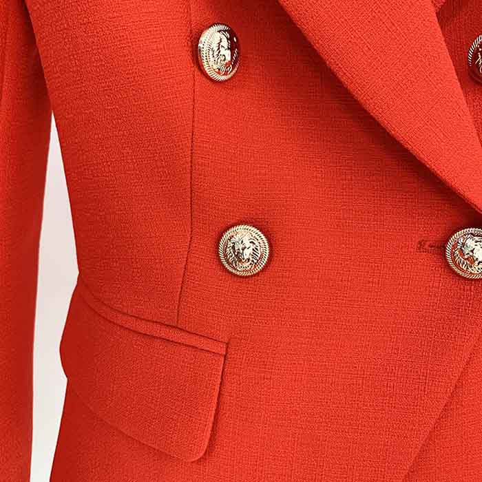 Women's Fitted Gold Lion Buttons Fitted Jacket Fluorescent Green Blazer