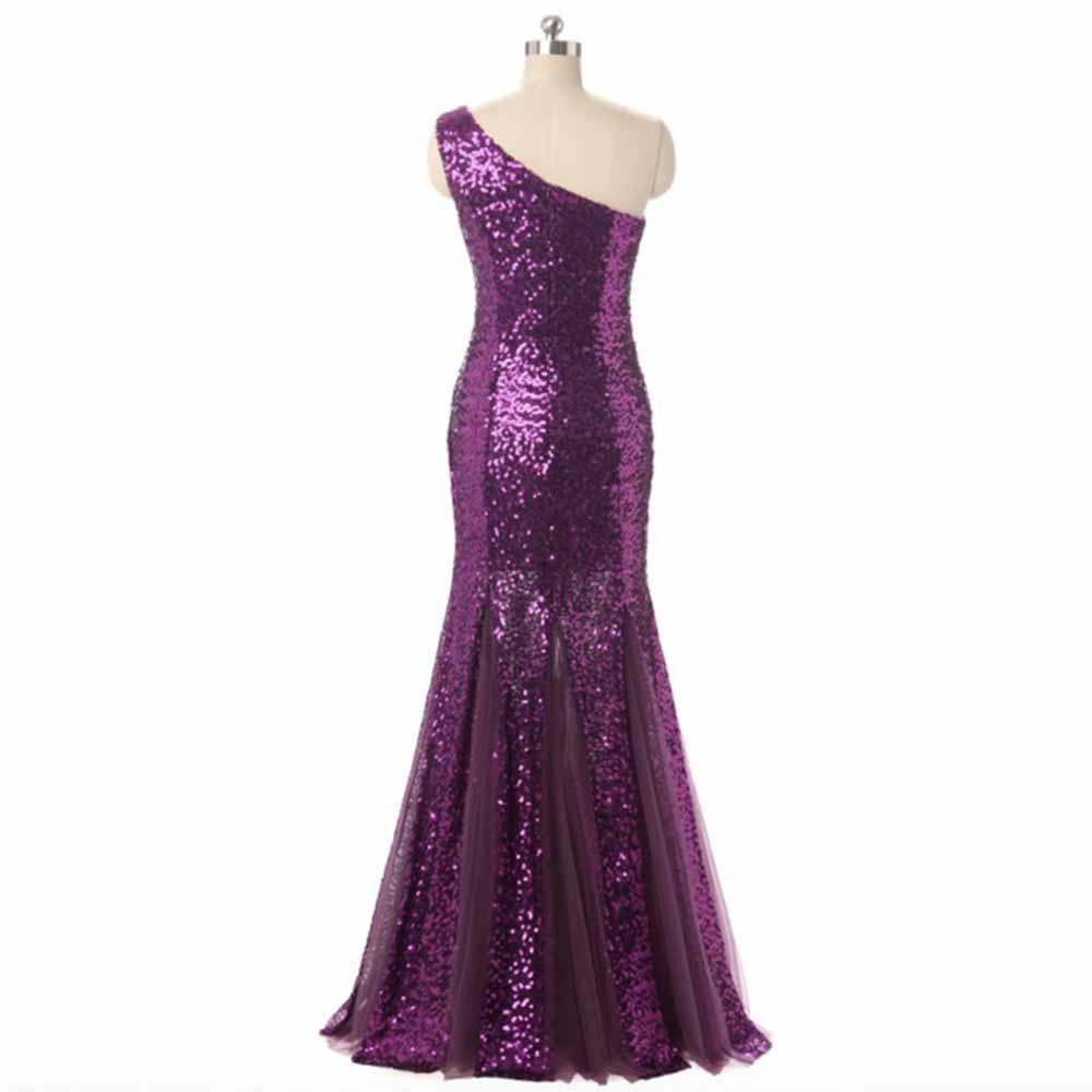 Women's One Shoulder Mermaid Prom Dress Sequin Sparkle Wedding Gowns