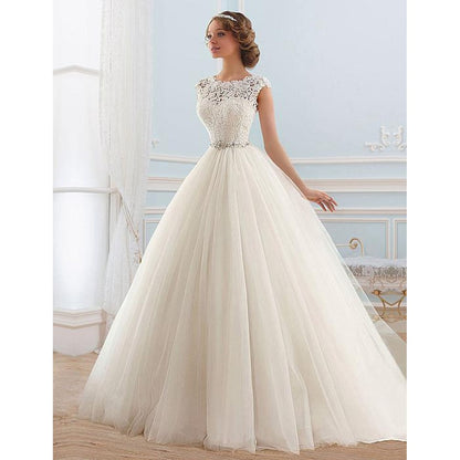 sd-hk Elegant Wedding Dresses A-line Tulle Bridal Gown Ball Gowns for Womens