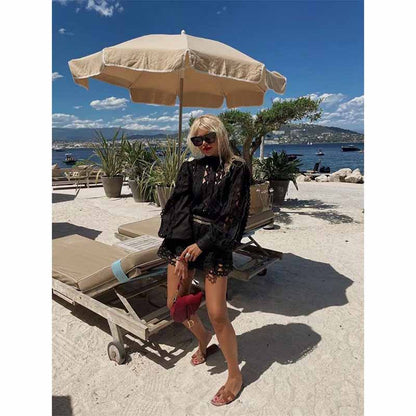 White Lace Summer One Piece Suit Summer Casual Jumpsuit Blouse Shirt Shorts Suit