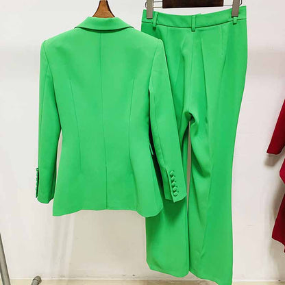 Women's Green Pantsuit Blazer+High Waisted Flare Pants Suit Formal Pantsuit