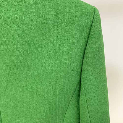 Women's Green Lion Buttons Fitted Blazer Jacket