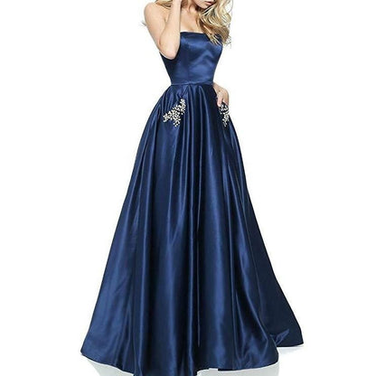 Off The Shoulder Satin Wedding Dresses With Pocket Bridesmaid Dresses