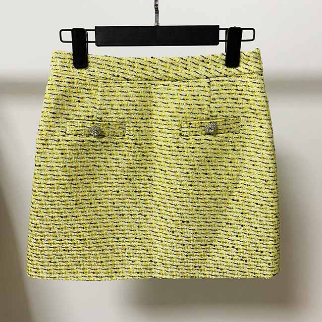 Womens Yellow Three Piece Suit + Short Skirt Formal Set