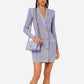 Women Lavender Button-up Knitted Minidress V Neck Mini ribbed-knit Dress
