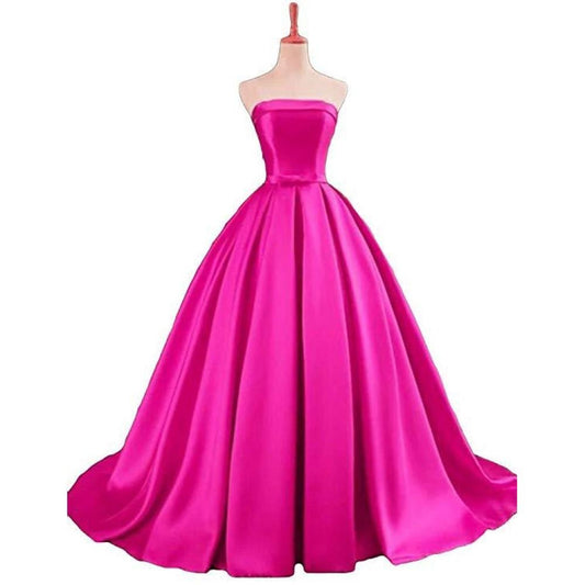 Satin Wedding Dress For Women Off The Shoulder Prom Gowns Floor Length Prom Dress