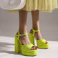 Women's Suede Sandals Platform Heels Dress Shoes Wedge Chunky Heels