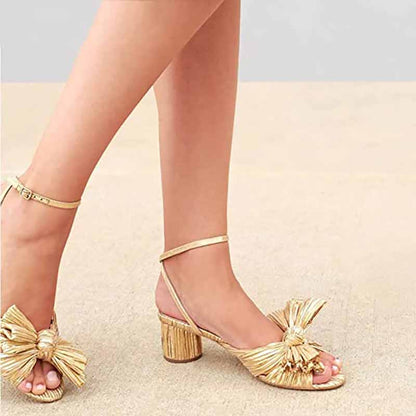 Bridal Bow Knot Heeled Sandals for Weddings
