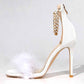 White Fluffy High Heels Sandals Shoes for a Lady to Wear to a Summer Party
