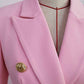 Women's Pink Coats & Jacket Long Sleeves Blazer Breasted Coat