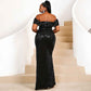 Women's Plus Size Formal Sequin Evening Prom Dresses Mermaid Party Maxi Gown