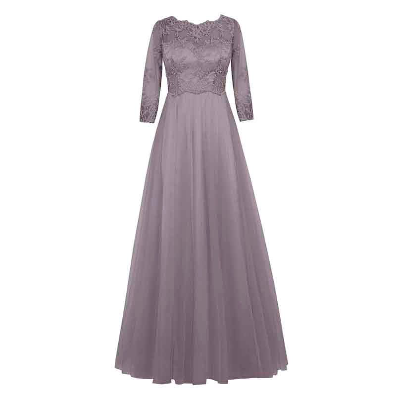 Women Formal Prom Wedding Bridesmaid Dress with Sleeve Lace Wedding Guest Dress