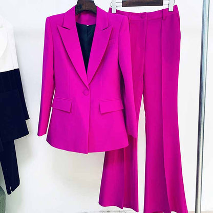 Women's Pantsuit Blazer+High Waisted Flare Pants Suit Wedding Pantsuit