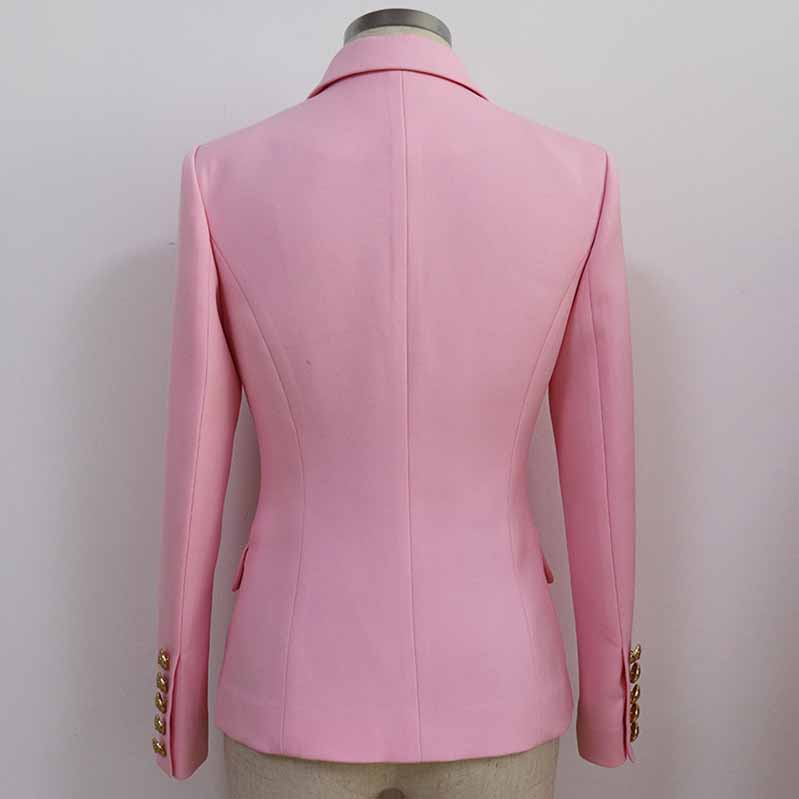 Women's Pink Coats & Jacket Long Sleeves Blazer Breasted Coat