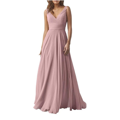 A-line Chiffon Bridesmaid Dress Floor Length Formal Evening Prom Gowns
