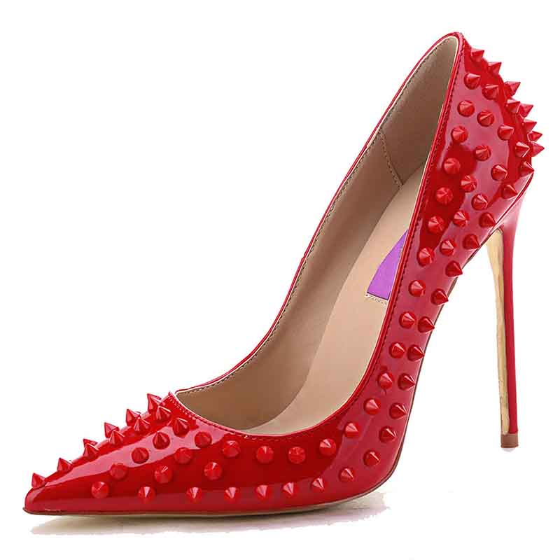 Women Spikes Pumps High Heels Ripped Shoes Slip on Party Stiletto