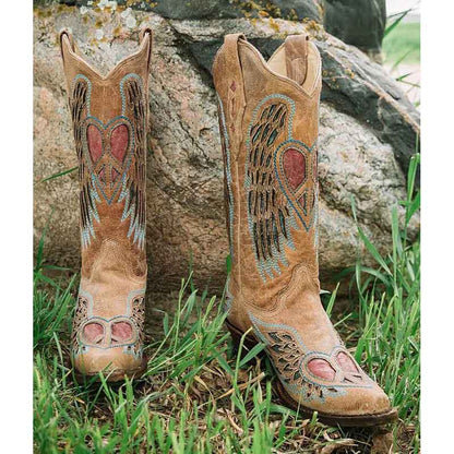Women's Floral Embroidery Boots Country Cowgirl Boot