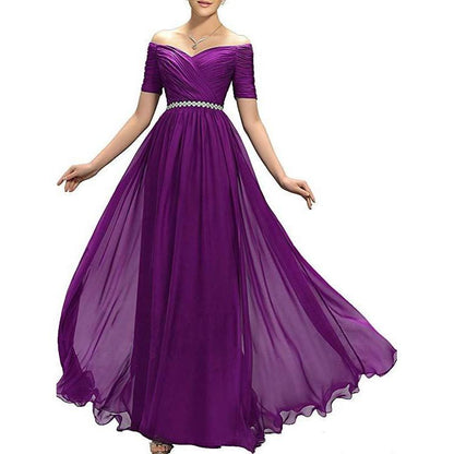 Womens Chiffon Bridesmaid Dress Aline Wedding Guest Gown