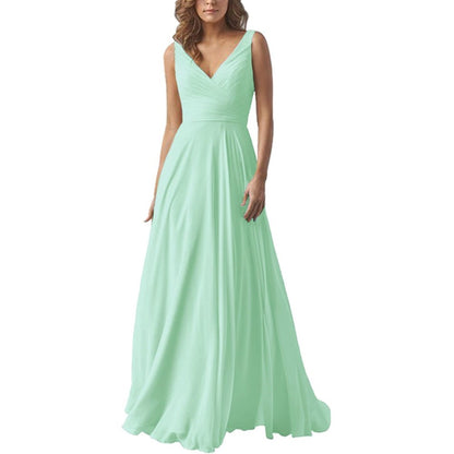 A-line Chiffon Bridesmaid Dress Floor Length Formal Evening Prom Gowns