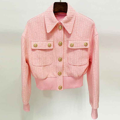 Metal Button Short Blazer & Shorts Suit In Pink