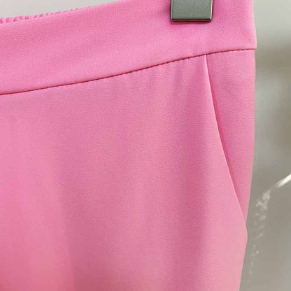 Womens Hot Pink Pantsuit Blazer + High Waist Nine-Point Suit Pants