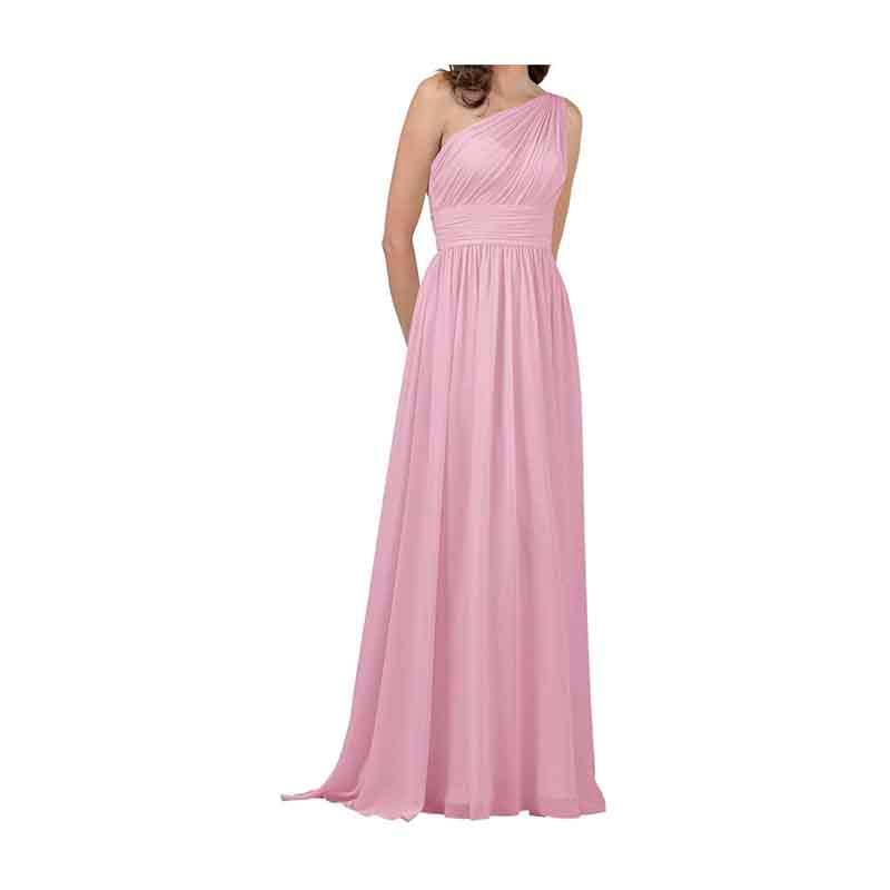 Women One Shoulder Bridesmaid Dresses Chiffon Long Maxi Formal Party Dress