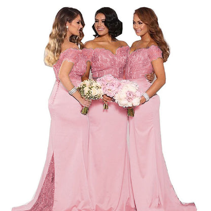 sd-hk Red Evening Maxi Dress Bodycon High Split Bridesmaid Dress