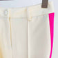 Women Hot Pink Light Beige Blazer + Flare Trousers Suit