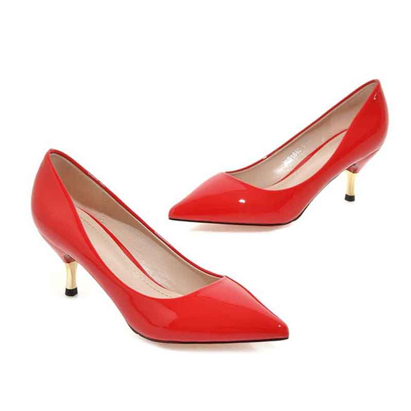 Women Basic Stilettos Low Heels Pointed Toe Pumps 6cm