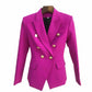 Women's Purple Magenta Luxury Fitted Double Breasted Blazer with Lion Buttons