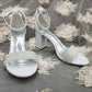 White high-heeled wedding shoes thick heels wedding party heels