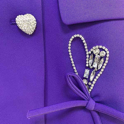 Women's Luxury Decoration Loose Fit Purple Blazer Jacket Coat