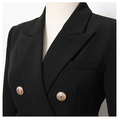 Ladies Belted Double Breasted Blazer Dress Long Sleeves Coat