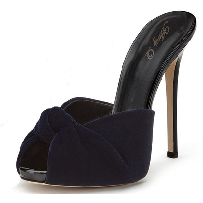 Tucomosi Women Open Toe Knotted High Heel Slipper
