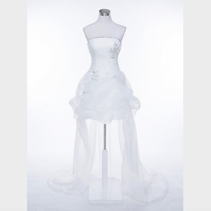 sd-hk White Wedding Dress Strapless Ruffles Bridesmaid Dress