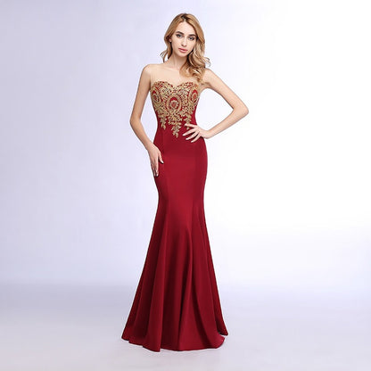 Strapless Mermaid Bridesmaid Dress Maxi Dress Satin Prom Dress Evening Gowns