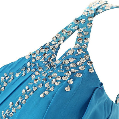 One-Shoulder Long Prom Dress Beads Details Bridesmaid Dress Long Maxi Dress