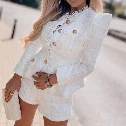 Womens Formal Skirt Two Piece Suit + Mini Skirt Fashion Set Long Sleeves